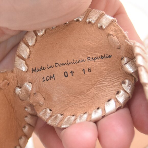 SOLD ON EBAY JACK ROGERS Platinum Gold Leather LUCCIA Wedge Sandals Shoes Sz 10M - Picture 8 of 12